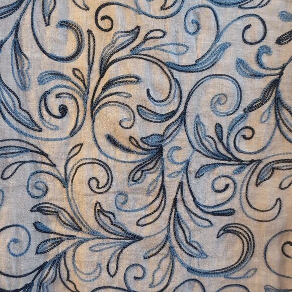 Lungo L'arno Blue Embroidered 💯 linen dress size M - Picture 4 of 10